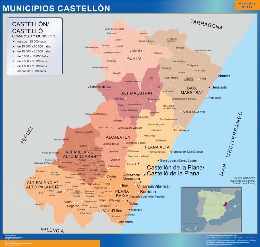 Mapa Girona por municipios grande