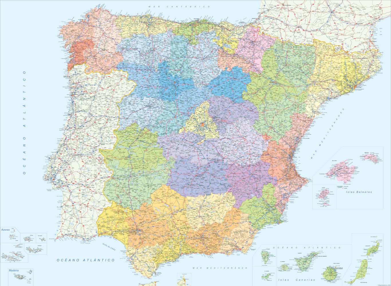 Mapa España provincial plastificado de gran formato mural